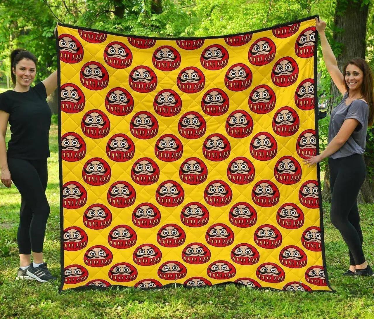 Daruma Japanese Wooden Doll Yellow Background DHCDHC DT1910 Quilt Blanket and Home Decor