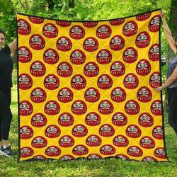 Daruma Japanese Wooden Doll Yellow Background DHCDHC DT1910 Quilt Blanket and Home Decor