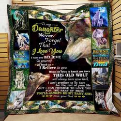 Daughter This Old Wolf Will Always Have Your Back Quilt Blanket ABC07113458 and Home Decor