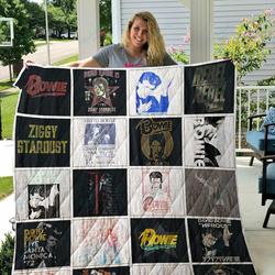 David Bowie T Shirt Quilt Blanket For Fans and Home Decor