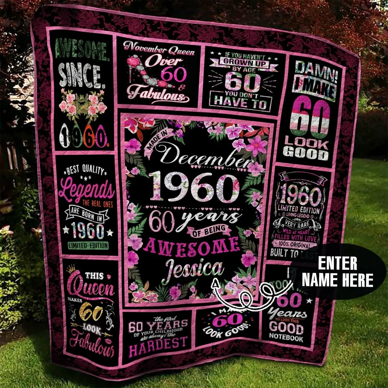December 1960 Personalized Quilt Blanket Bbb010620Mh and Home Decor