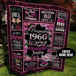 December 1960 Personalized Quilt Blanket Bbb010620Mh and Home Decor
