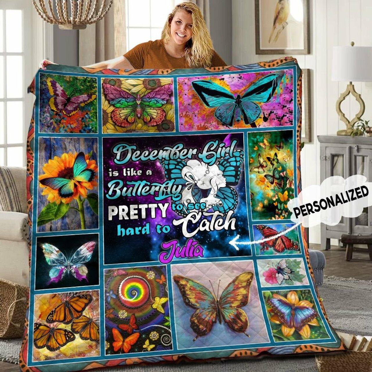 December Butterfly Personalized Quilt Blanket Hhh300536Tn and Home Decor