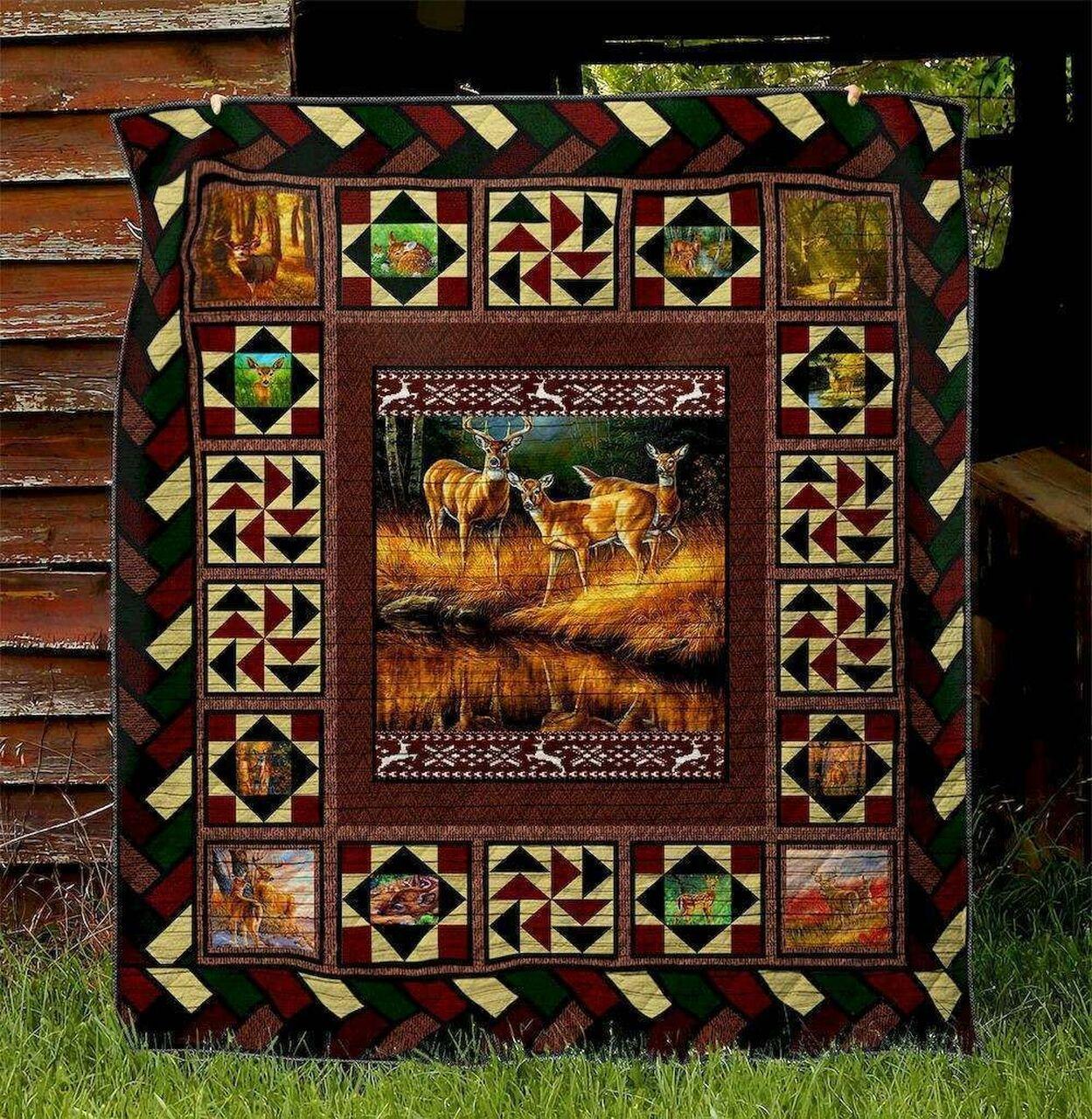 Deer Hn130514 Quilt Blanket and Home Decor