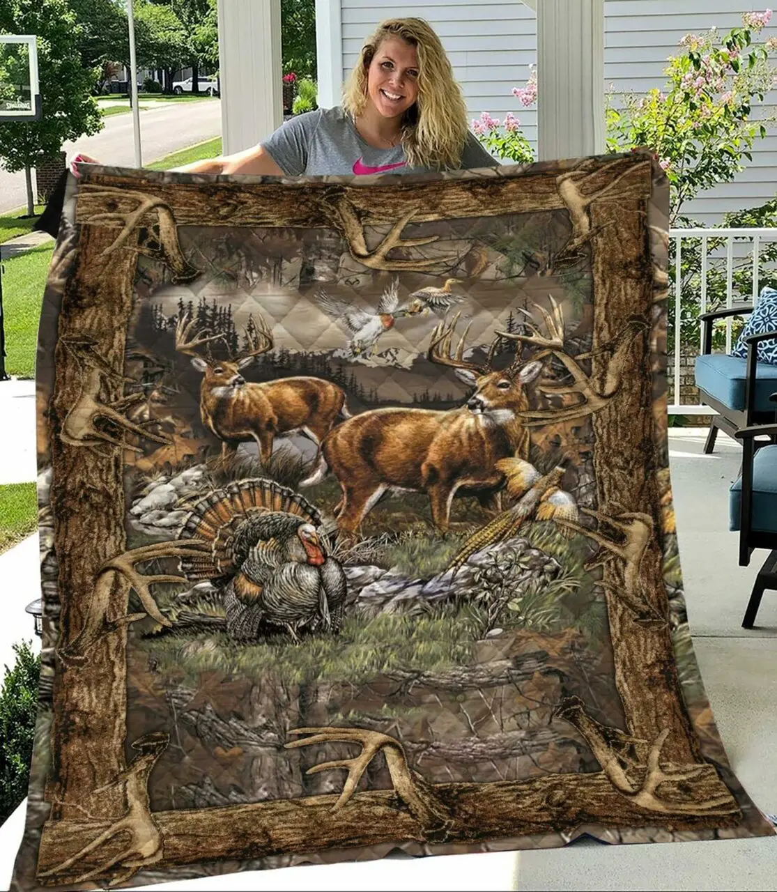 Deer Hunting Like Quilt Blanket and Home Decor