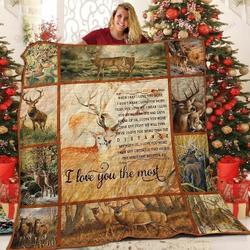Deer I Love You The Most Quilt Blanket Great Customized Blanket Gifts For Birthday Christmas Thanksgiving and Home Decor