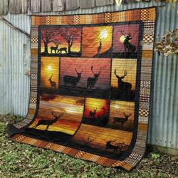 Deer In Sunset Quilt Blanket Tr12  Quilt and Home Decor