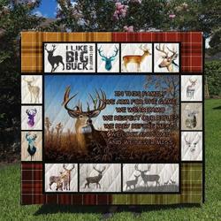 Deer In This Family We Lock And Load And We Never Miss Quilt Blanket Great Customized Blanket Gifts For Birthday Christmas Thanksgiving and Home Decor