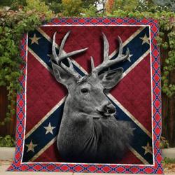Deer On Rebel Flag 3D Printing Quilt Blanket Htt-Qct00082 and Home Decor