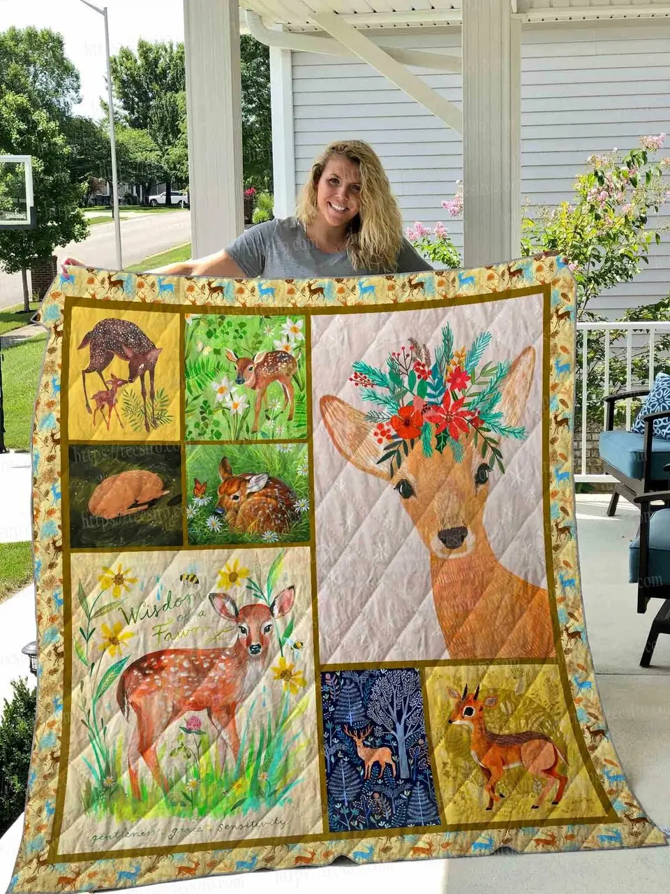 Deer Quilt Blanket Dhc13121373Vt and Home Decor