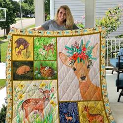Deer Quilt Blanket Dhc13121373Vt and Home Decor