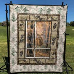 Deer Through The Window Cld180686 Quilt Blanket and Home Decor