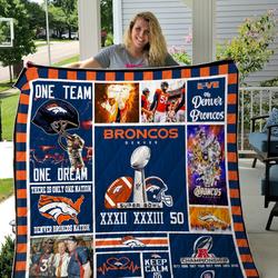 Denver Broncos Football Quilt Blanket Fan Gift      and Home Decor