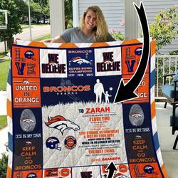 Denver Broncos Personalized Name Quilt Blanket and Home Decor