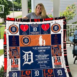 Detroit Tigers  To My Granddaughter  Love Grandmom Quilt and Home Decor