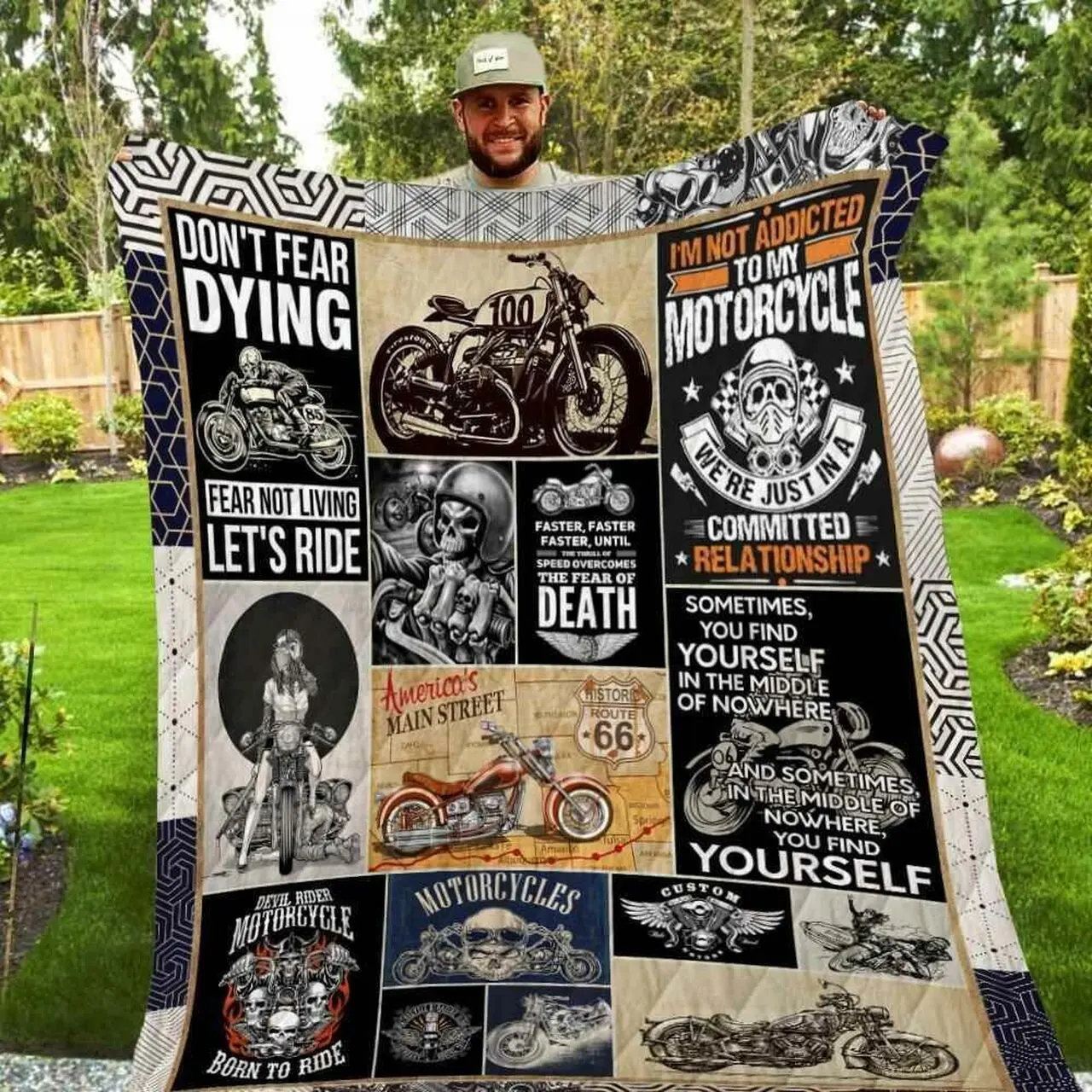Devil Rider Motorcycle Blanket Kc1807 Quilt and Home Decor