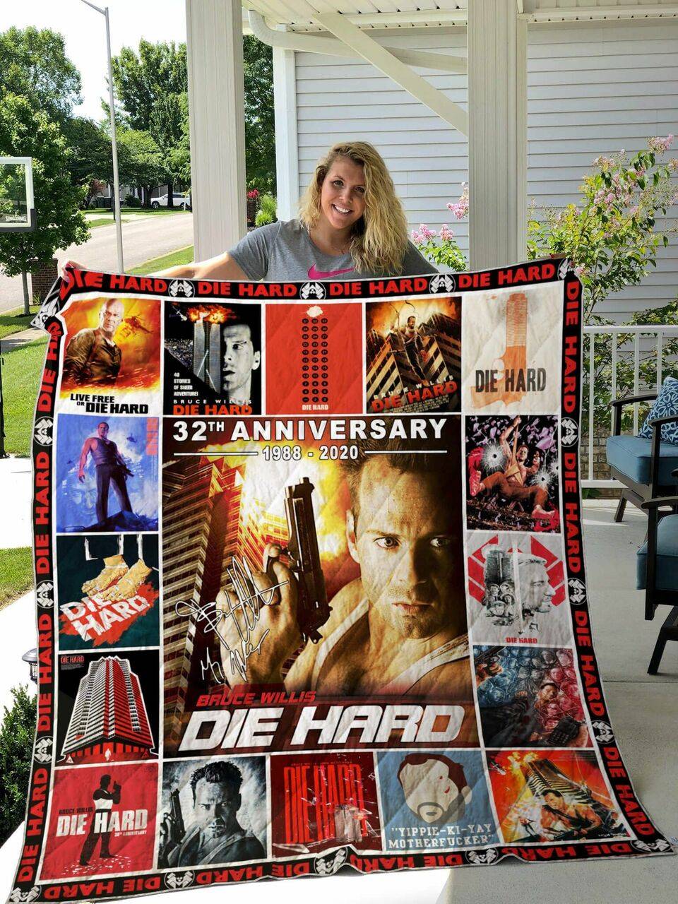 Die Hard Poster Quilt Blanket and Home Decor