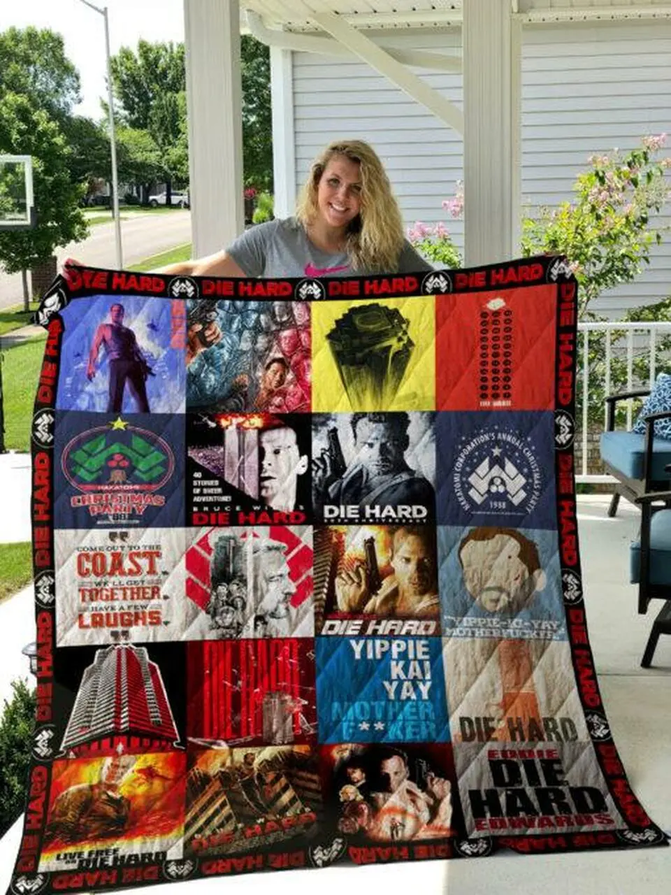 Die Hard Poster Quilt Blanket Quilt and Home Decor