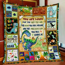 Dinosaur Boy, I Love You Quilt Blanket and Home Decor
