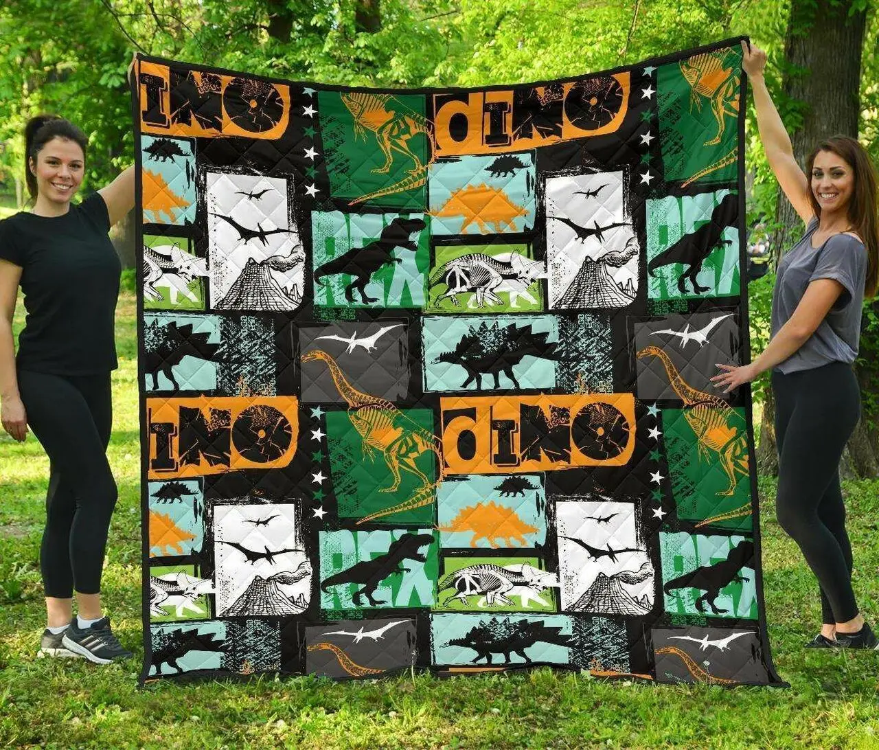 Dinosaurs Print Pattern DHCDHC DT1910 Quilt Blanket and Home Decor