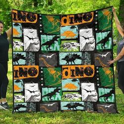 Dinosaurs Print Pattern DHCDHC DT1910 Quilt Blanket and Home Decor