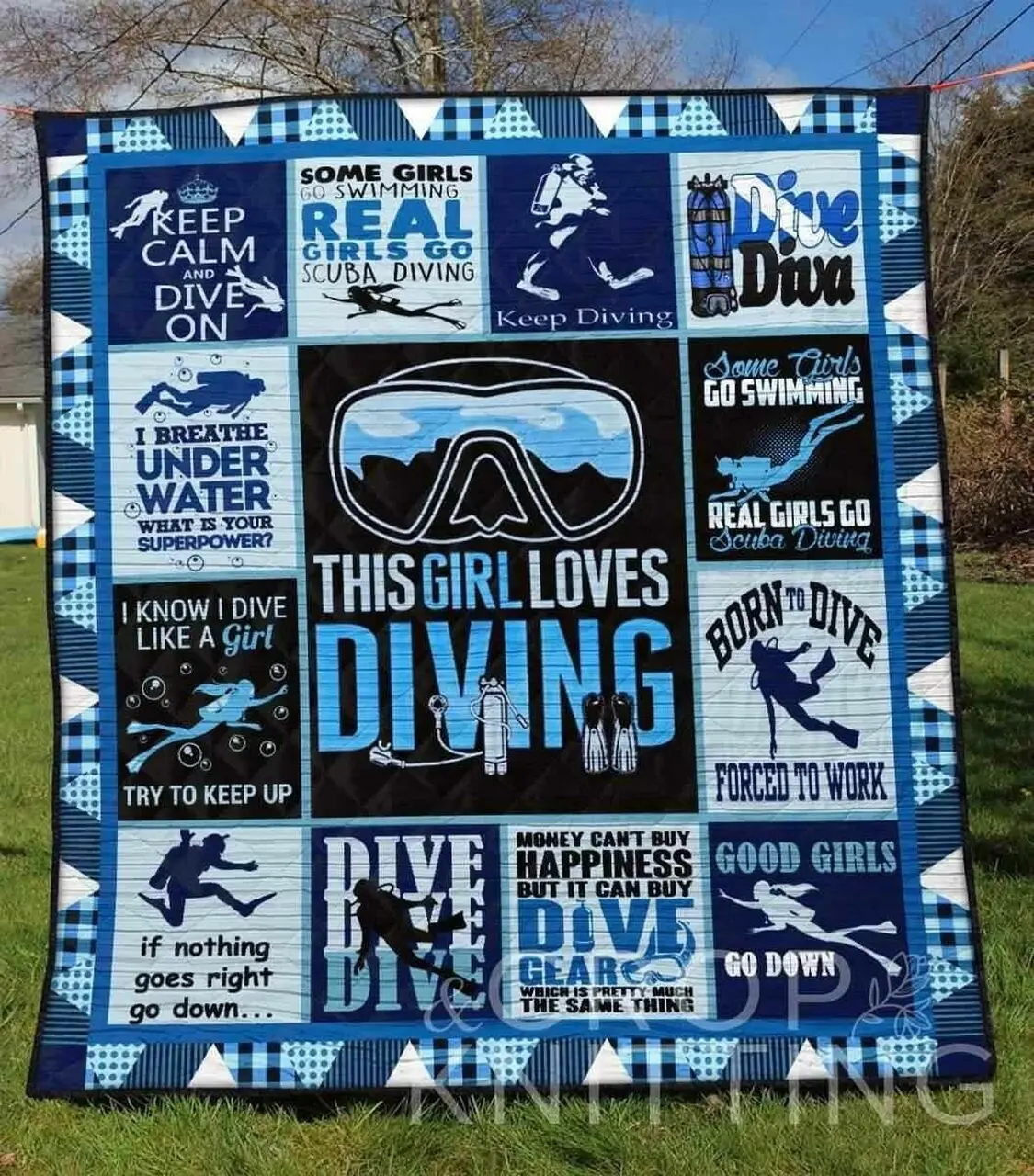 Diving Girl Blanket Th1307 Quilt and Home Decor