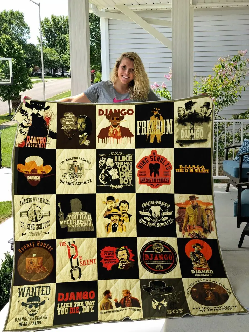 Django Unchained T Shirt Quilt Blanket Ver25 and Home Decor