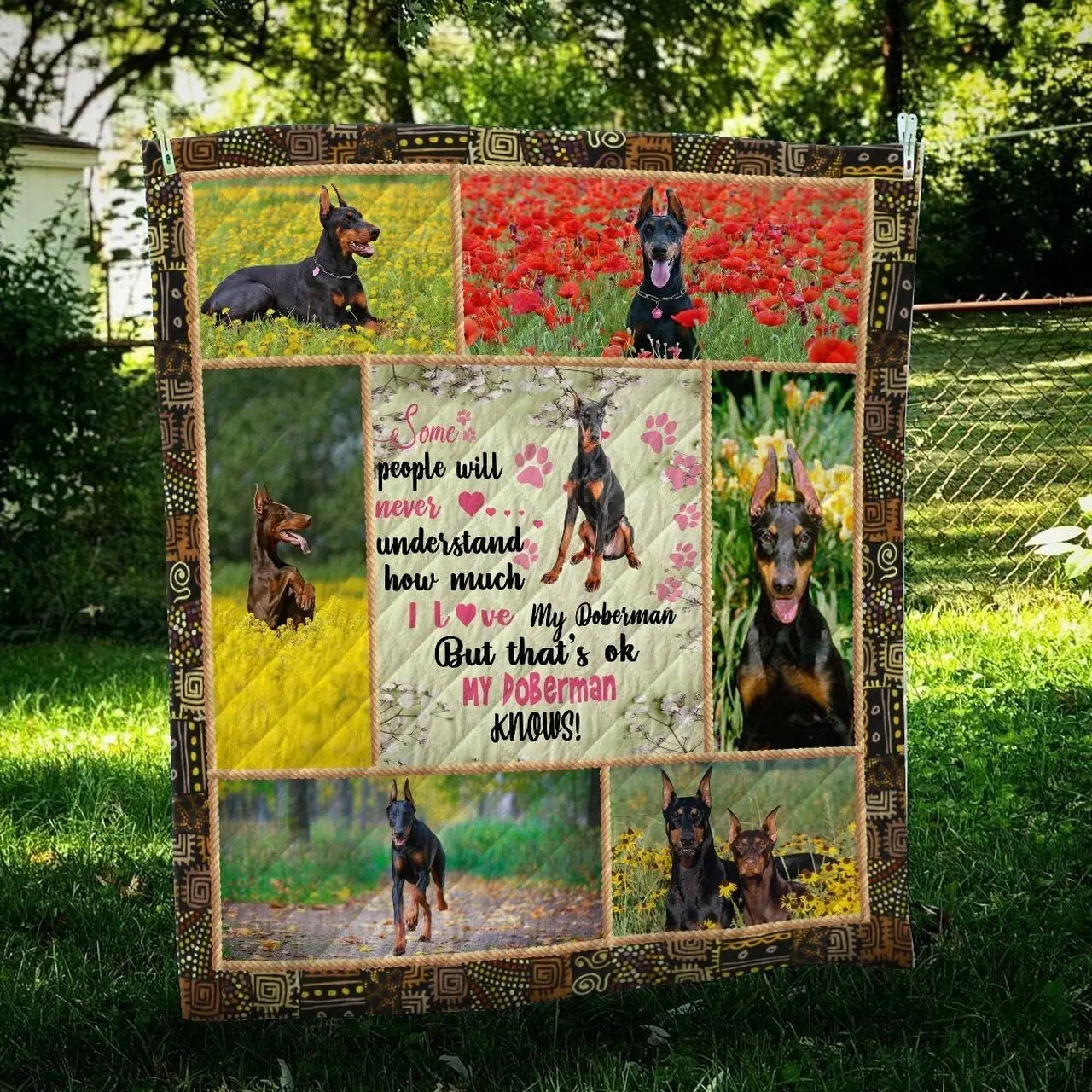 Doberman Heart Knows Quilt Blanket Dhc09122161Dd and Home Decor