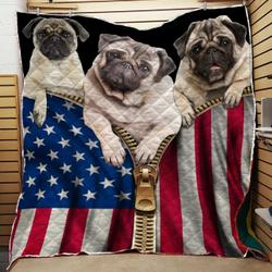 Dog Flag Pug Quilt Blanket Dhc0102378Td and Home Decor