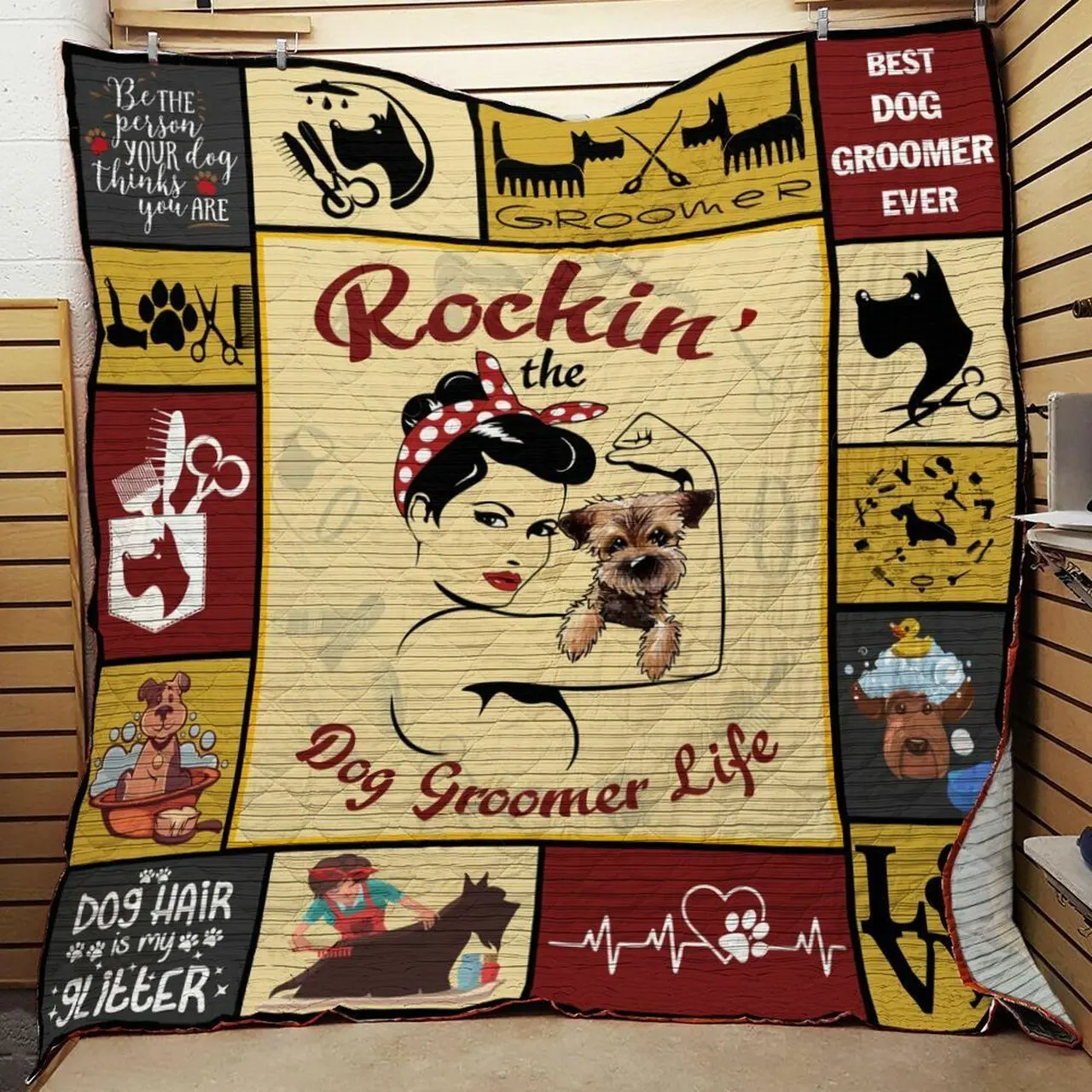 Dog Groomer Quilt Blanket ABC07114293 and Home Decor