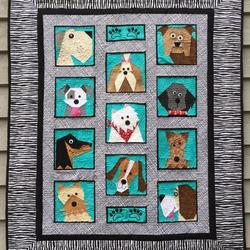 Dog Only Paper Pieced Bl120612 Quilt Blanket and Home Decor