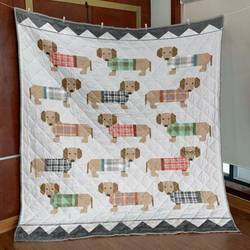 Dogs In Sweaters Quilt Blanket Aa22  Quilt and Home Decor