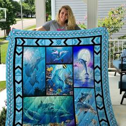 Dolphin Quilt Blanket and Home Decor