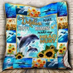 Dolphins Sunflower Cl2100141Mdq Quilt Blanket and Home Decor