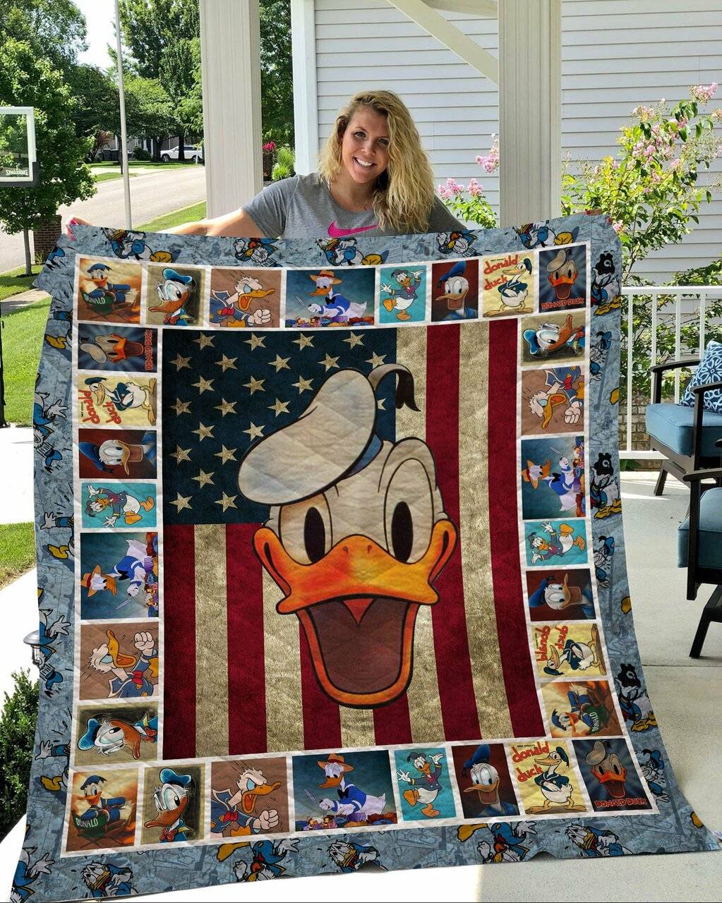 Donald Duck Flag Us Quilt Quilt and Home Decor