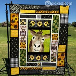 Donkey And Sunflowers Quilt Blanket Lk08  Quilt and Home Decor