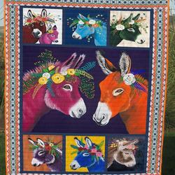 Donkey Colorful Floral Donkey Quilt Blanket Dhc04011525Dd and Home Decor