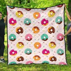 Donut Pattern Glaze Pink Background DHCDHC DT1910 Quilt Blanket and Home Decor