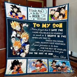Dragon Ball Son Dad Have Your Back Quilt Cc and Home Decor