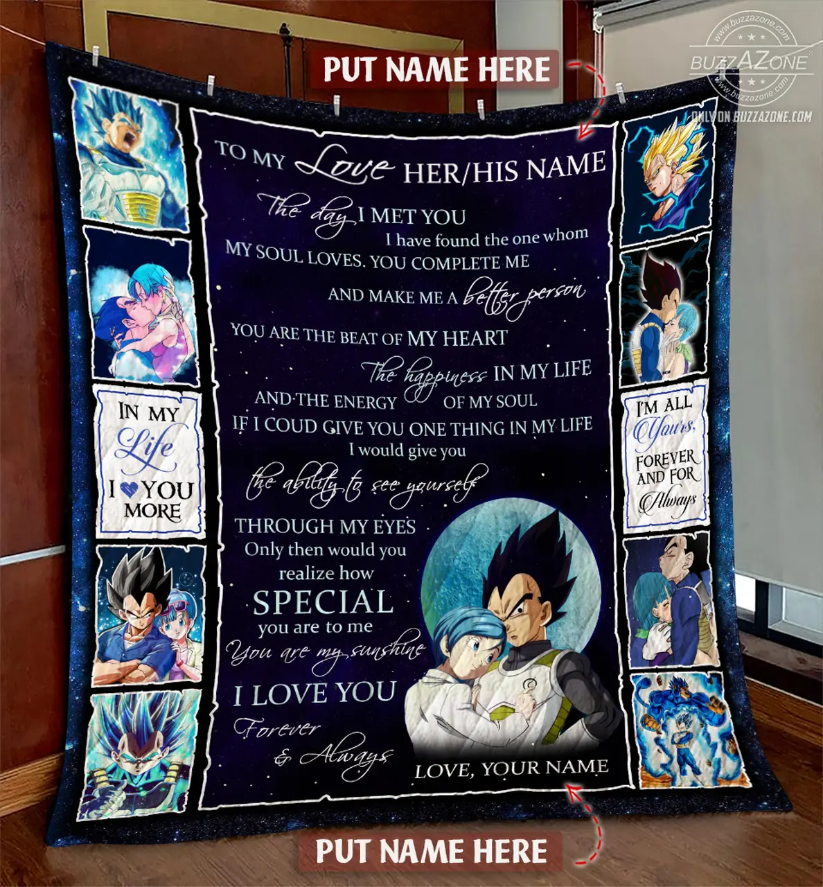 Dragon Ball Vegeta My Sunshine Once Upon A Time Custom Quilt Cc and Home Decor