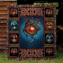 Dragon Celtic Pattern Quilt Blanket Great Customized Gifts For Birthday Christmas Thanksgiving Perfect Gifts For Dragon Lover and Home Decor