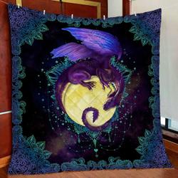 Dragon Of The Moon Quilt Blanket and Home Decor