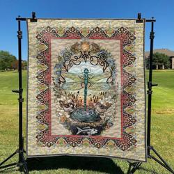 Dragonfly And Lotus DHCCNA0909 Quilt Blanket and Home Decor