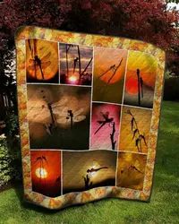Dragonfly Blowing In The Wind Quilt Blanket Christmas Gift Dhc04011309Dd and Home Decor