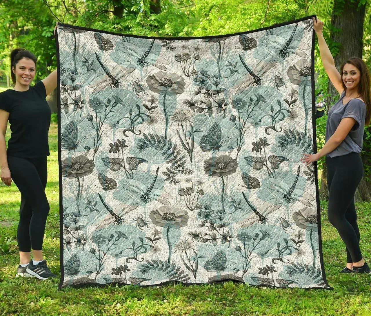 Dragonfly Butterfly Plants Insect Flower Vintage Style Pattern DHCDHC DT1910 Quilt Blanket and Home Decor
