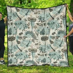 Dragonfly Butterfly Plants Insect Flower Vintage Style Pattern DHCDHC DT1910 Quilt Blanket and Home Decor