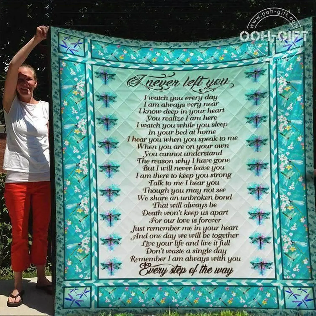 Dragonfly I Never Left You Quilt Blanket and Home Decor