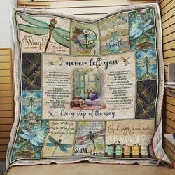 Dragonfly I Never Left You Quilt Blanket Great Customized Blanket Gifts For Birthday Christmas Thanksgiving and Home Decor