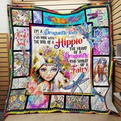 Dragonfly Lady Hippie Quilt Blanket ABC07112355 and Home Decor