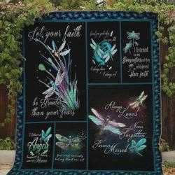 Dragonfly Let Your Faith Be Greater Than Your Fears Quilt Blanket Great Customized Blanket Gifts For Birthday Christmas Thanksgiving and Home Decor